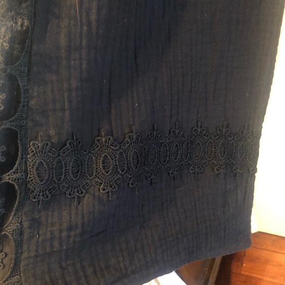 Surf Gypsy black cotton beach pants with lace open sides - Picture 8 of 11